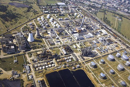 Aerial photo of an industrial site